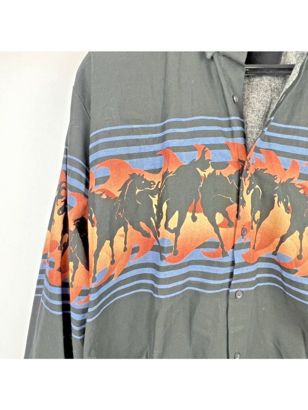 Vintage Roper Border Wild Horse Shirt XL β Black USA Made Pearl Snap Western - Picture 2 of 6